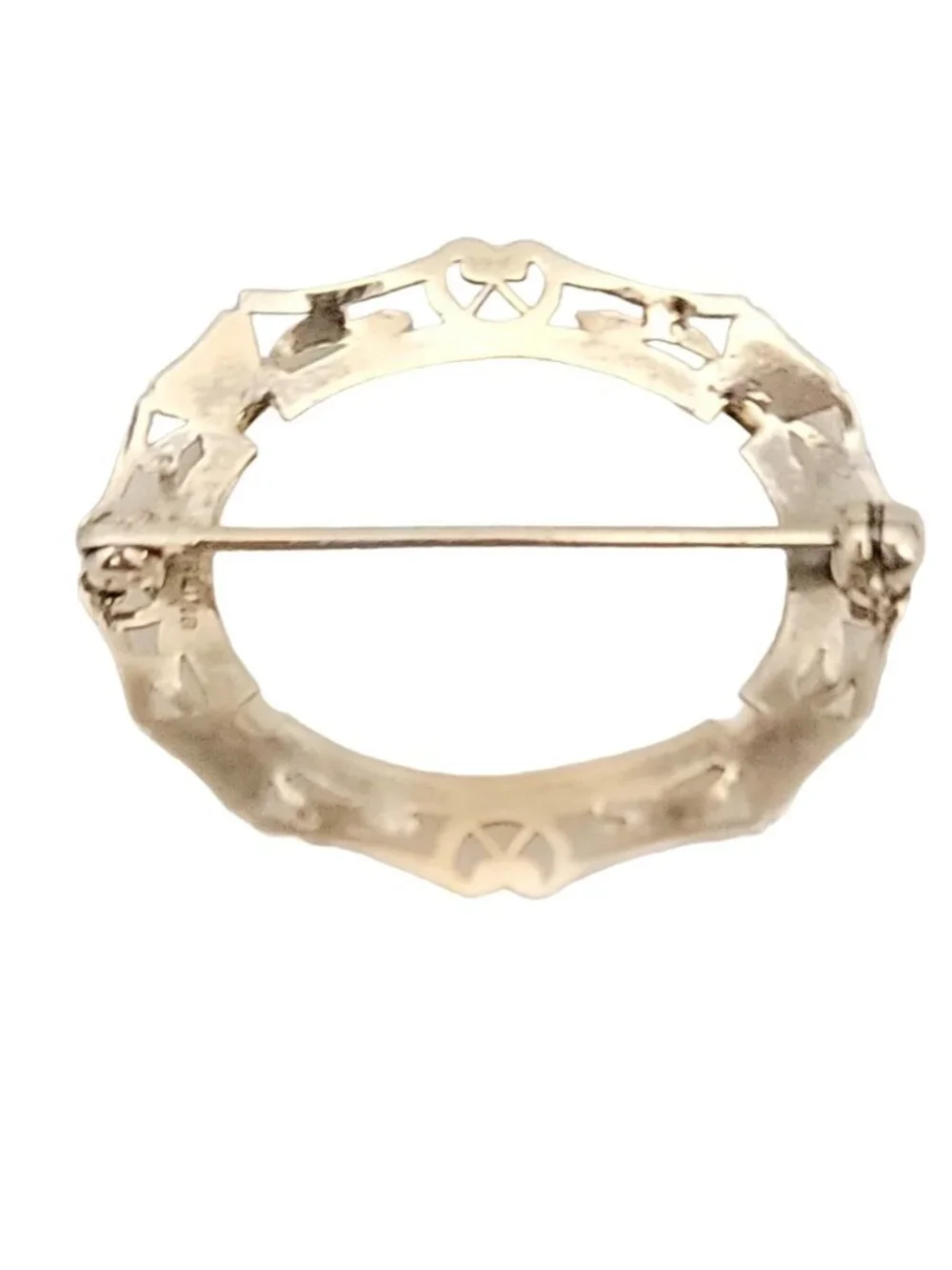 Sterling Silver Oval Inlay Shield Brooch Pin, M107
